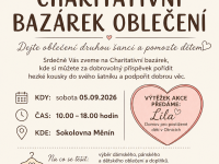 Charitativní bazárek oblečení - 5. září 2026 (Měnín)