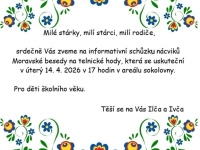 Informativní schůzka týkající se nácviků na hody - 14. dubna 2026