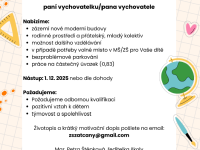 Nabídka práce: vychovatel/vychovatelka (Žatčany)