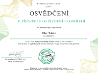 Obec Telnice obdržela osvědčení o přínosu pro životní prostředí