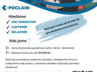 Nabídka práce: CNC operátor, lakýrník, skladník (Brno-Komárov)