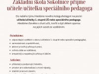 Učitel/učitelka/speciální pedagog (Sokolnice)